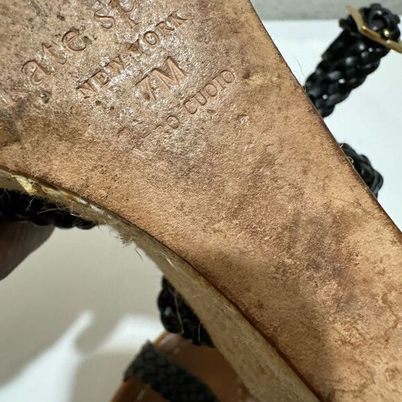 Kate Spade Espadrille woven black Wedge Heel Sandals Size 7 M - Picture 9 of 10